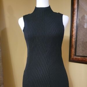 INC International Concepts Black Ribbed Top
